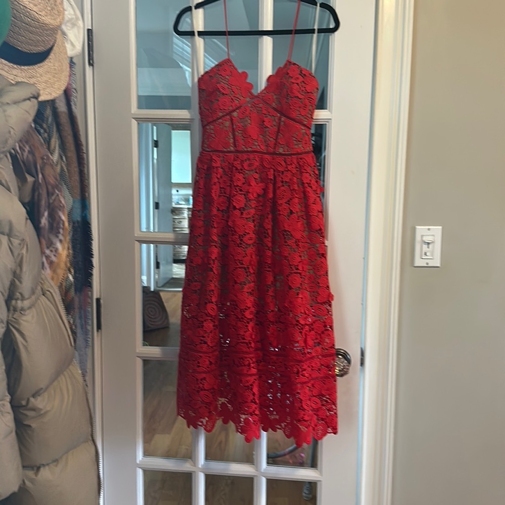 Self Portrait red lace dress size 4 US